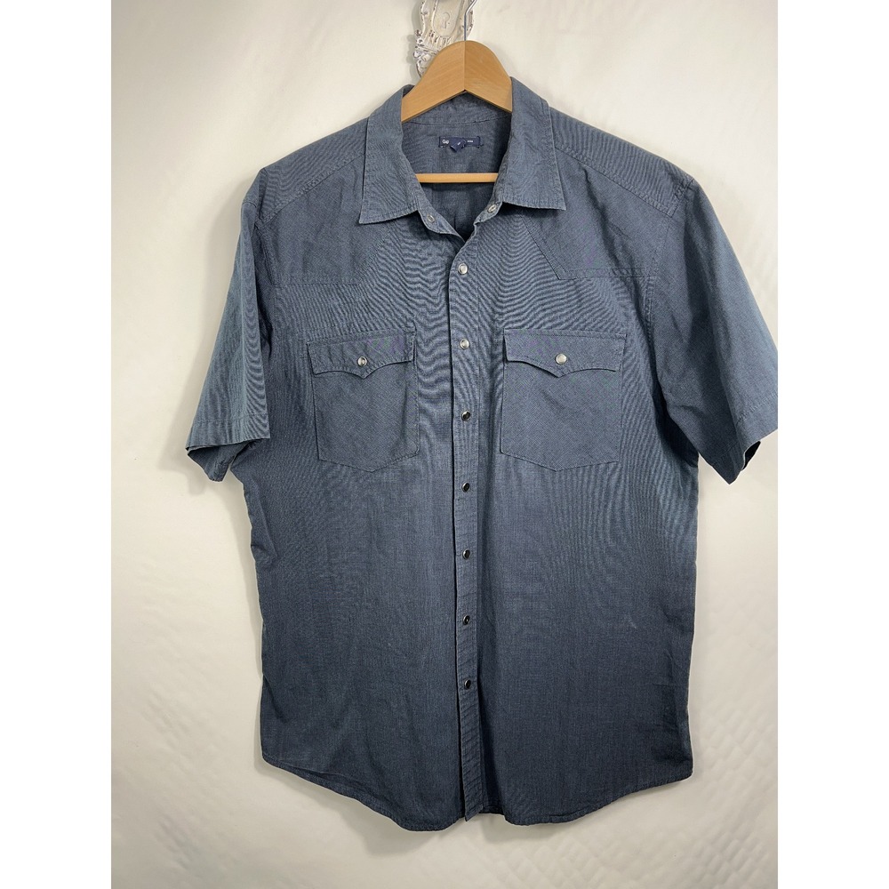 GAP Men's Western Shirt Large Pearl Snaps Cotton Cowboy‎ Rodeo Country